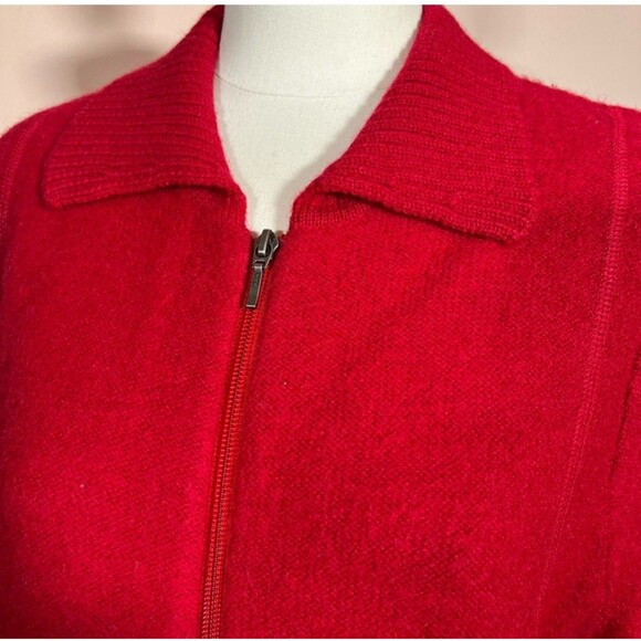 Croft & Barrow 100 % Wool Womens XL Cardigan Knit Red  Full Zip Front Pockets - Picture 4 of 8